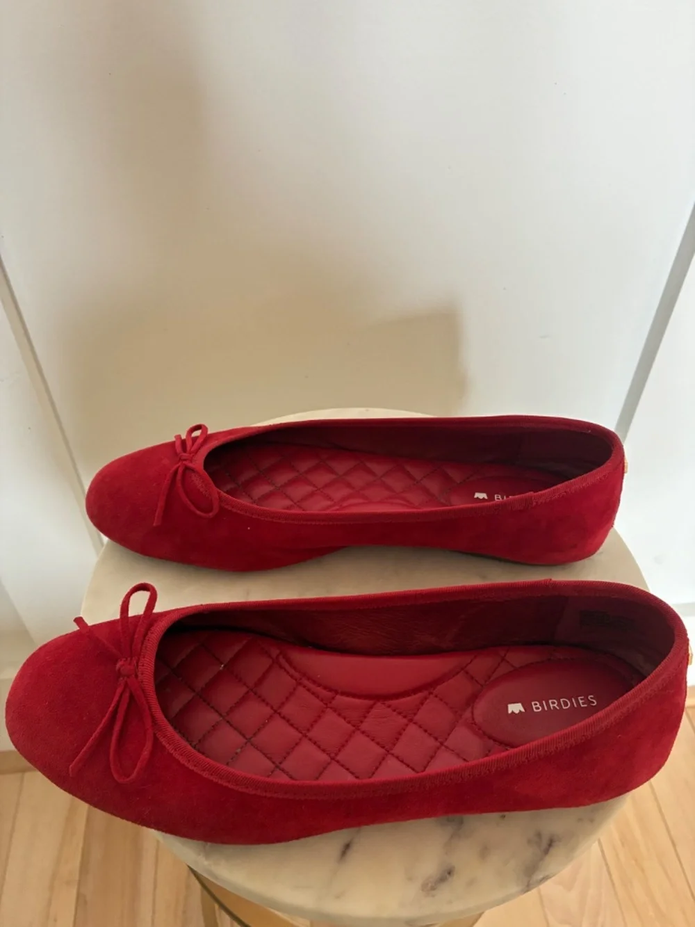 Birdies Hummingbird red suede ballet flats